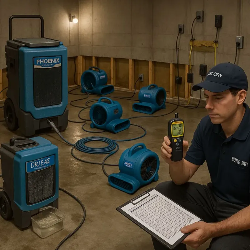 Structural Drying and Dehumidification process in Courtland, VA